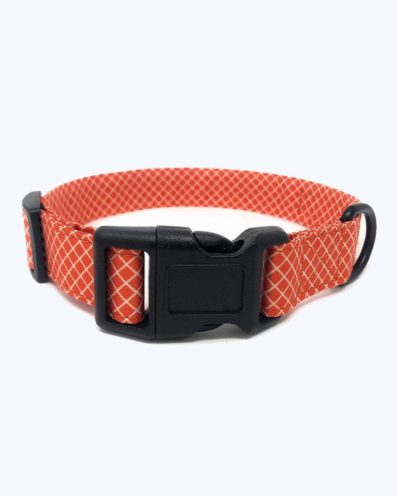 Orange Buffalo Plaid - No Bowtie Dog Collar