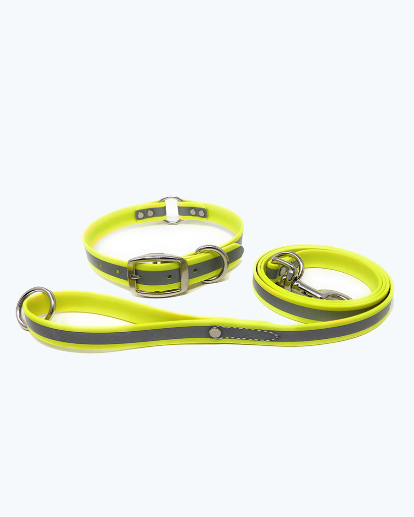 Yellow- Reflective Center Ring Collar with Leash