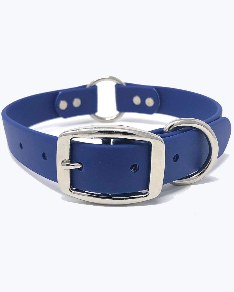 Blue Dog Collar - Center Ring - Waterproof