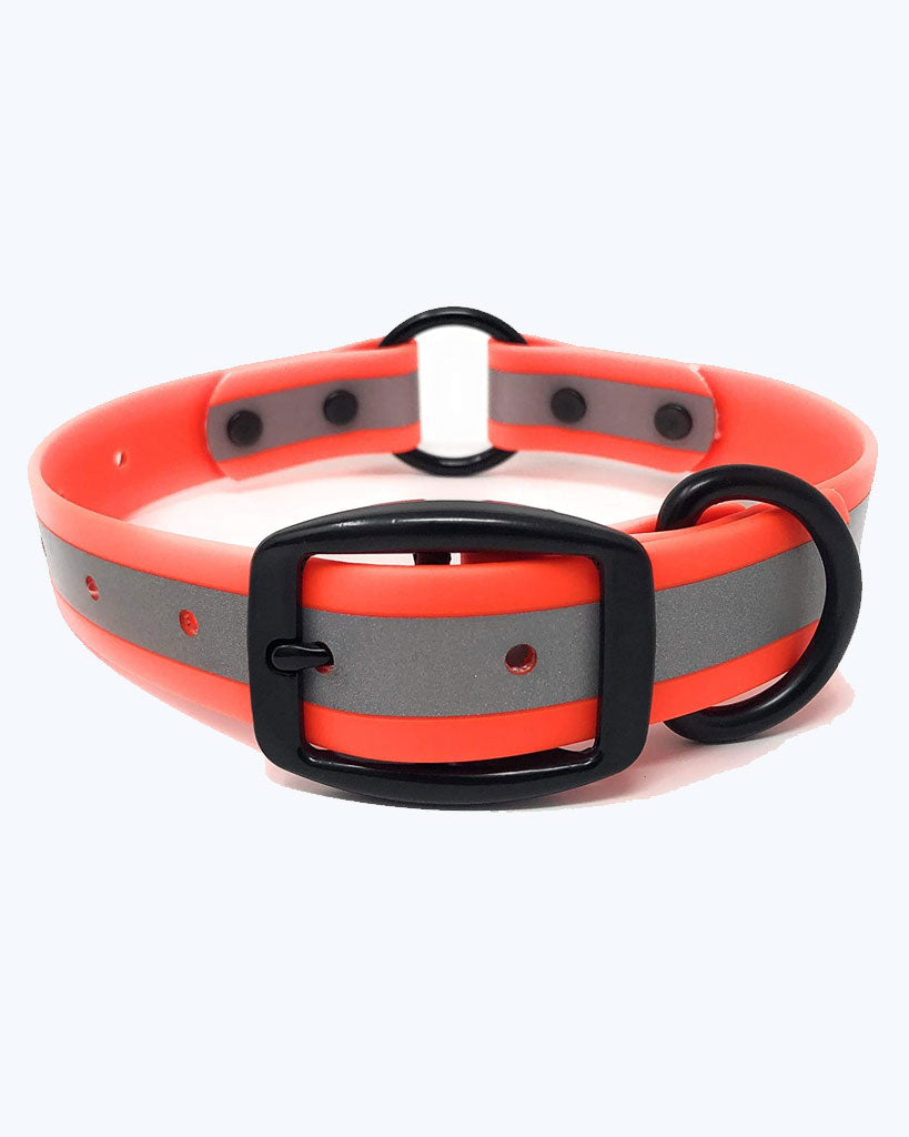 Orange - Reflective Center Ring Collar with Black Hardware
